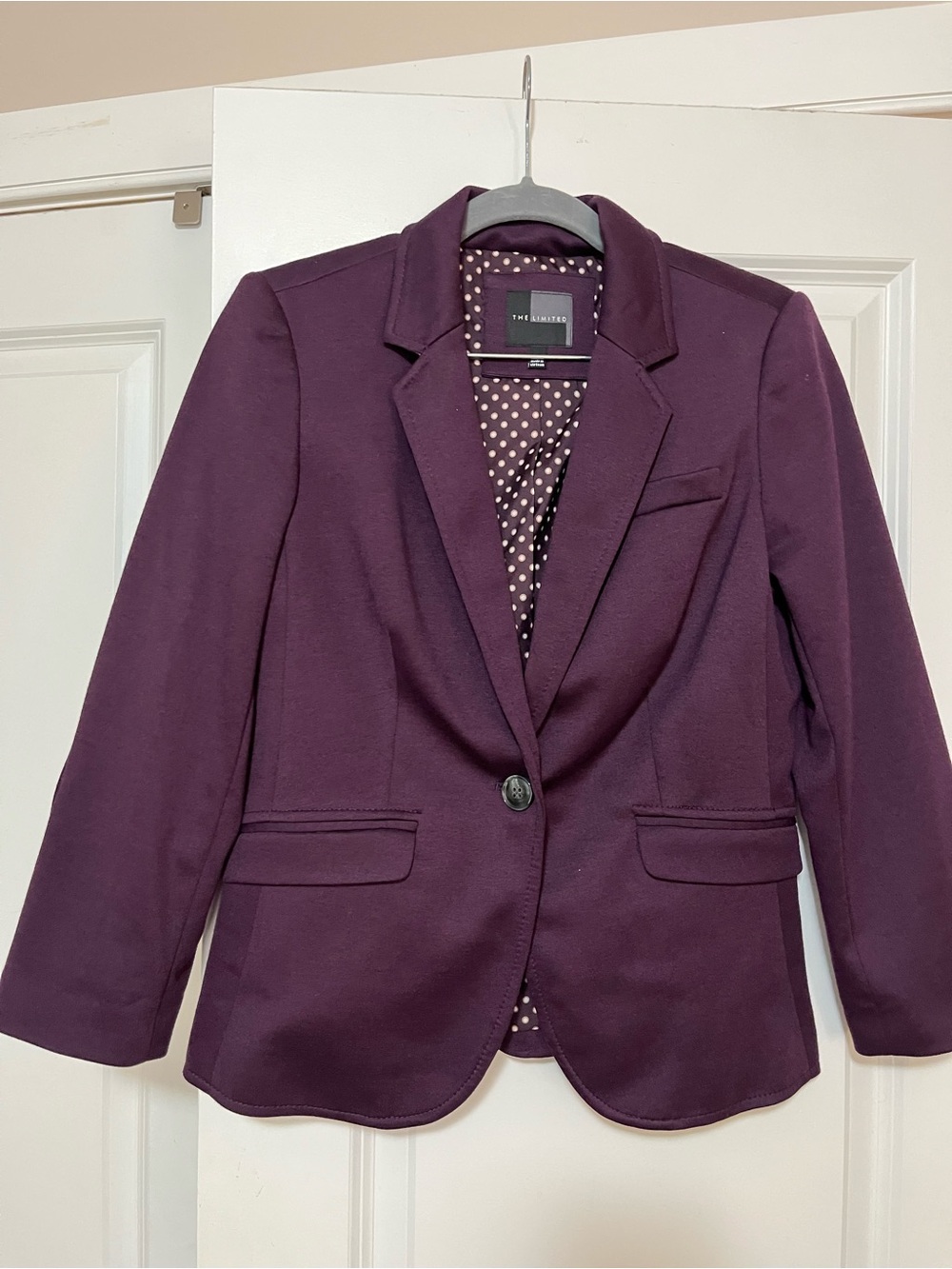The Limited Purple Womens 3/4 sleeve Blazer Jacket